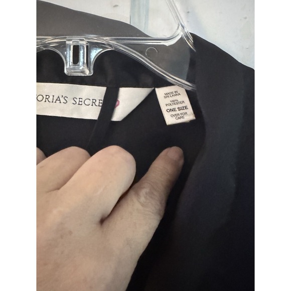 Victoria's Secret Heart Tag‎ Black Satin Robe OS Y2K Vintage Lingerie - Picture 5 of 7